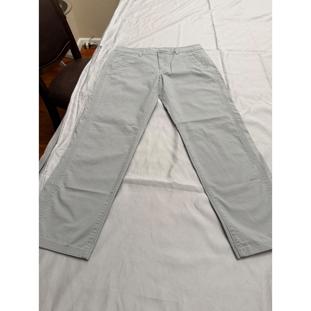 Eddie Bauer Womens 6 Slightly Fitted Ripstop Pants Gray Sage Green Straight Leg
